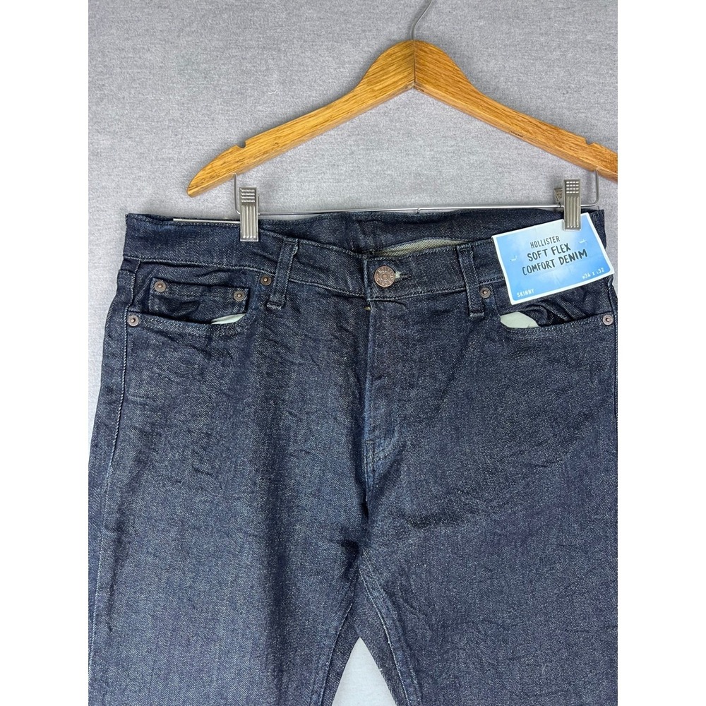 Hollister Soft Flex Comfort Denim Skinny Jeans Mens 34x32 Dark Wash Indigo NWT